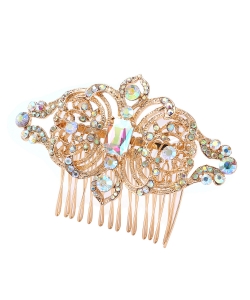 Rhinestone Hair Comb HM320003 GOLD AB